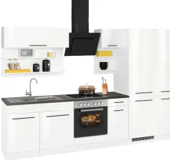 KOCHSTATION Küchenzeile »KS-Tulsa« ohne E-Geräte, Breite 300 cm, schwarze Metallgriffe, MDF Fronten