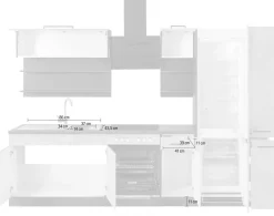 KOCHSTATION Küchenzeile »KS-Tulsa« ohne E-Geräte, Breite 300 cm, schwarze Metallgriffe, MDF Fronten