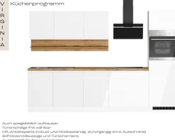 KOCHSTATION Küchenzeile »KS-Virginia,neu in verbesserter Ausführung« Arbeitsplatte 38 mm stark, Stauraum, Softclose,Breite 300 cm, Soft-Close, wahlweise mit E-Geräten