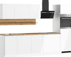 KOCHSTATION Küchenzeile »KS-Virginia,neu in verbesserter Ausführung« Arbeitsplatte 38 mm stark, Stauraum, Softclose,Breite 300 cm, Soft-Close, wahlweise mit E-Geräten
