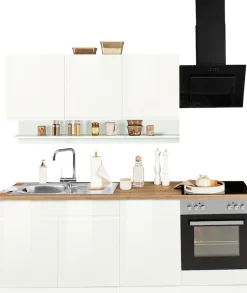 KOCHSTATION Küchenzeile »KS-Virginia,neu in verbesserter Ausführung« Arbeitsplatte 38 mm stark, Stauraum, Softclose,Breite 210 cm,Soft-Close,wahlweise mit E-Geräten