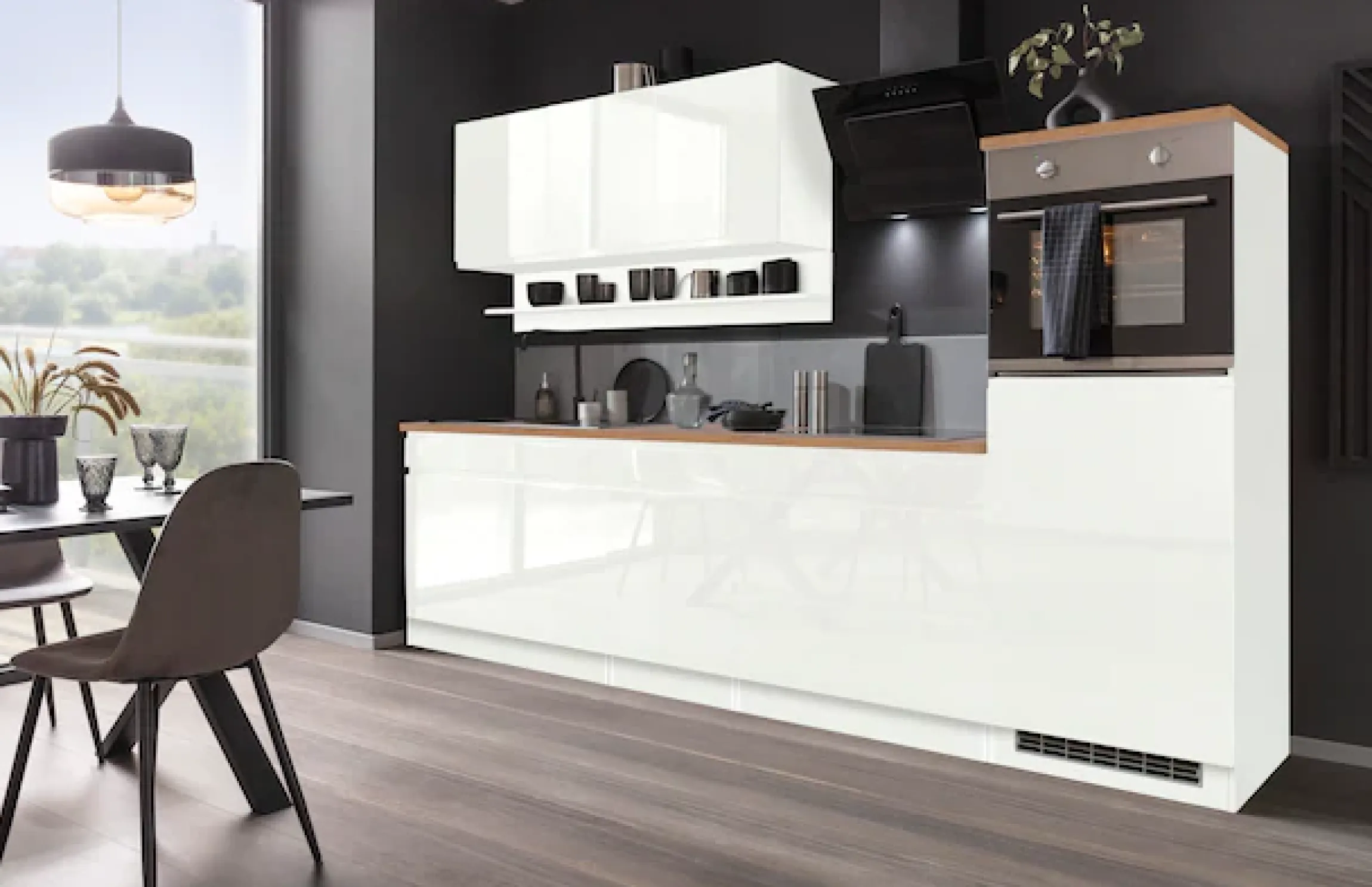 KOCHSTATION Küchenzeile »KS-Virginia,neu in verbesserter Ausführung« Arbeitsplatte 38 mm stark, Stauraum, Softclose,Breite 290, Soft-Close-Funktion, ohne E-Geräte