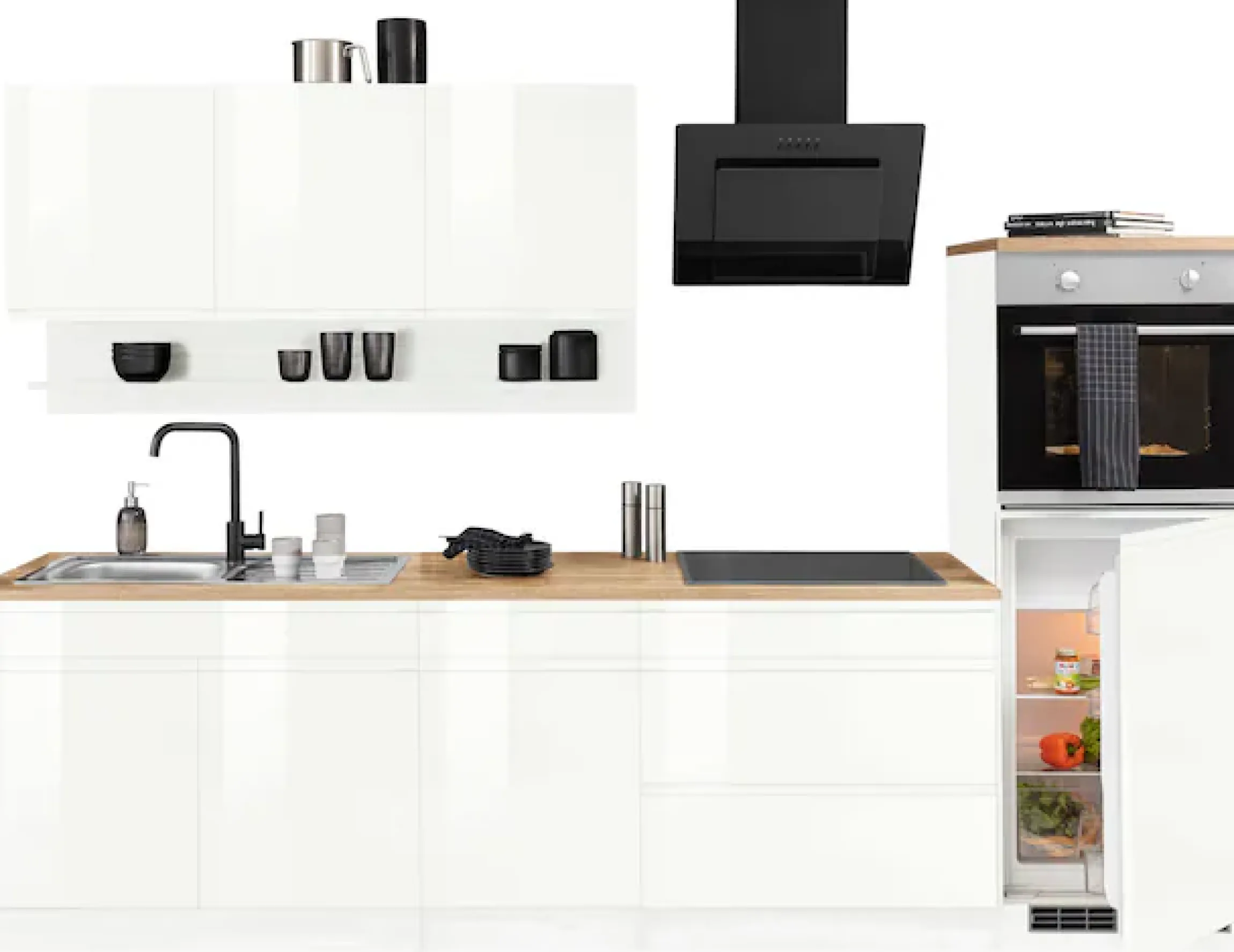 KOCHSTATION Küchenzeile »KS-Virginia,neu in verbesserter Ausführung« Arbeitsplatte 38 mm stark, Stauraum, Softclose,Breite 290, Soft-Close-Funktion, ohne E-Geräte
