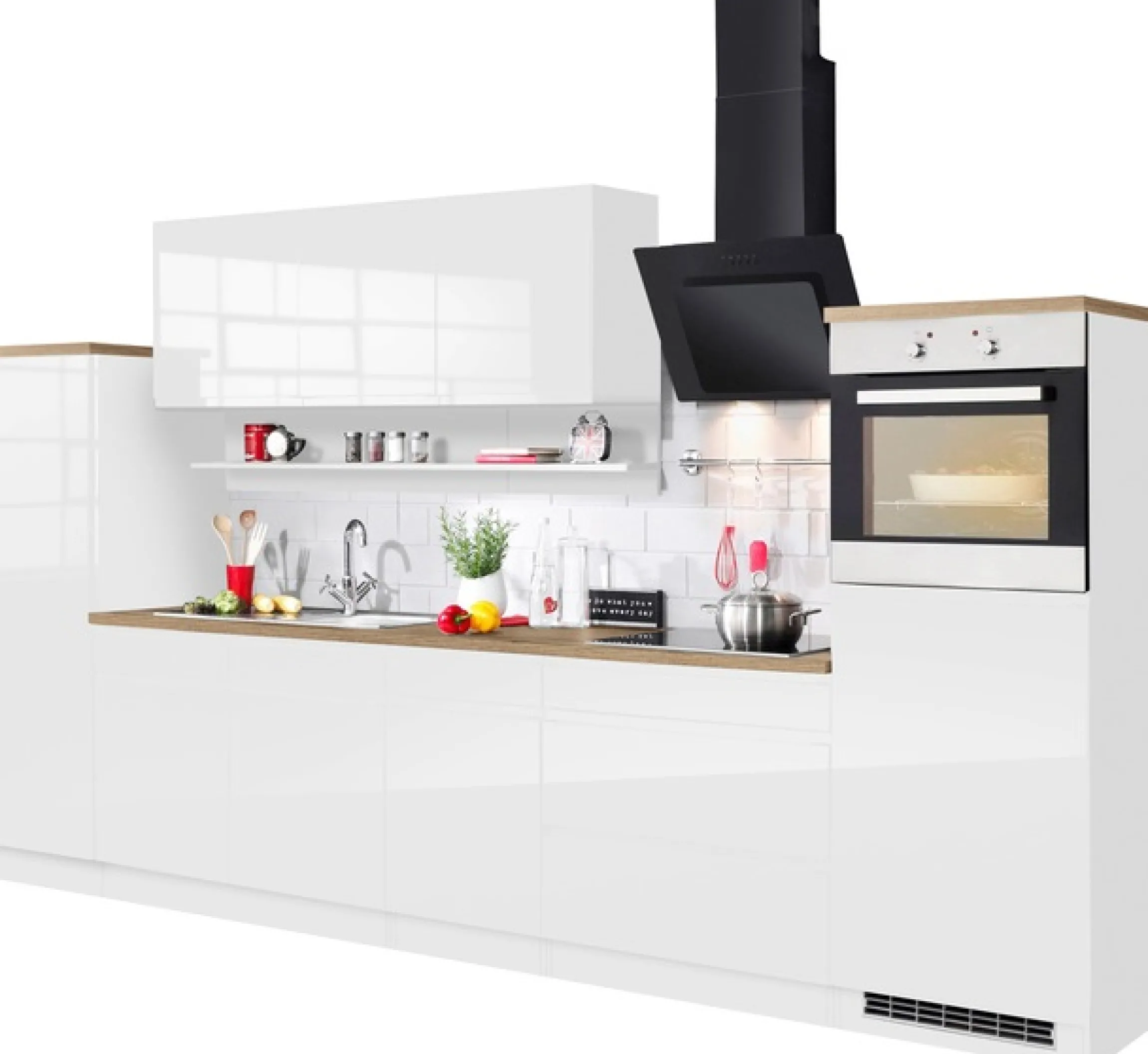 KOCHSTATION Küchenzeile »KS-Virginia,neu in verbesserter Ausführung« Arbeitsplatte 38 mm stark, Stauraum, Softclose,Breite 290, Soft-Close-Funktion, ohne E-Geräte