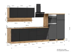 KOCHSTATION Küchenzeile »KS-Virginia,neu in verbesserter Ausführung« Arbeitsplatte 38 mm stark, Stauraum, Softclose,Breite 360 cm, Softclose, wahlweise mit E-Geräten und Induktion