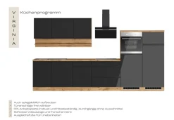KOCHSTATION Küchenzeile »KS-Virginia,neu in verbesserter Ausführung« Arbeitsplatte 38 mm stark, Stauraum, Softclose,Breite 360 cm, Softclose, wahlweise mit E-Geräten und Induktion