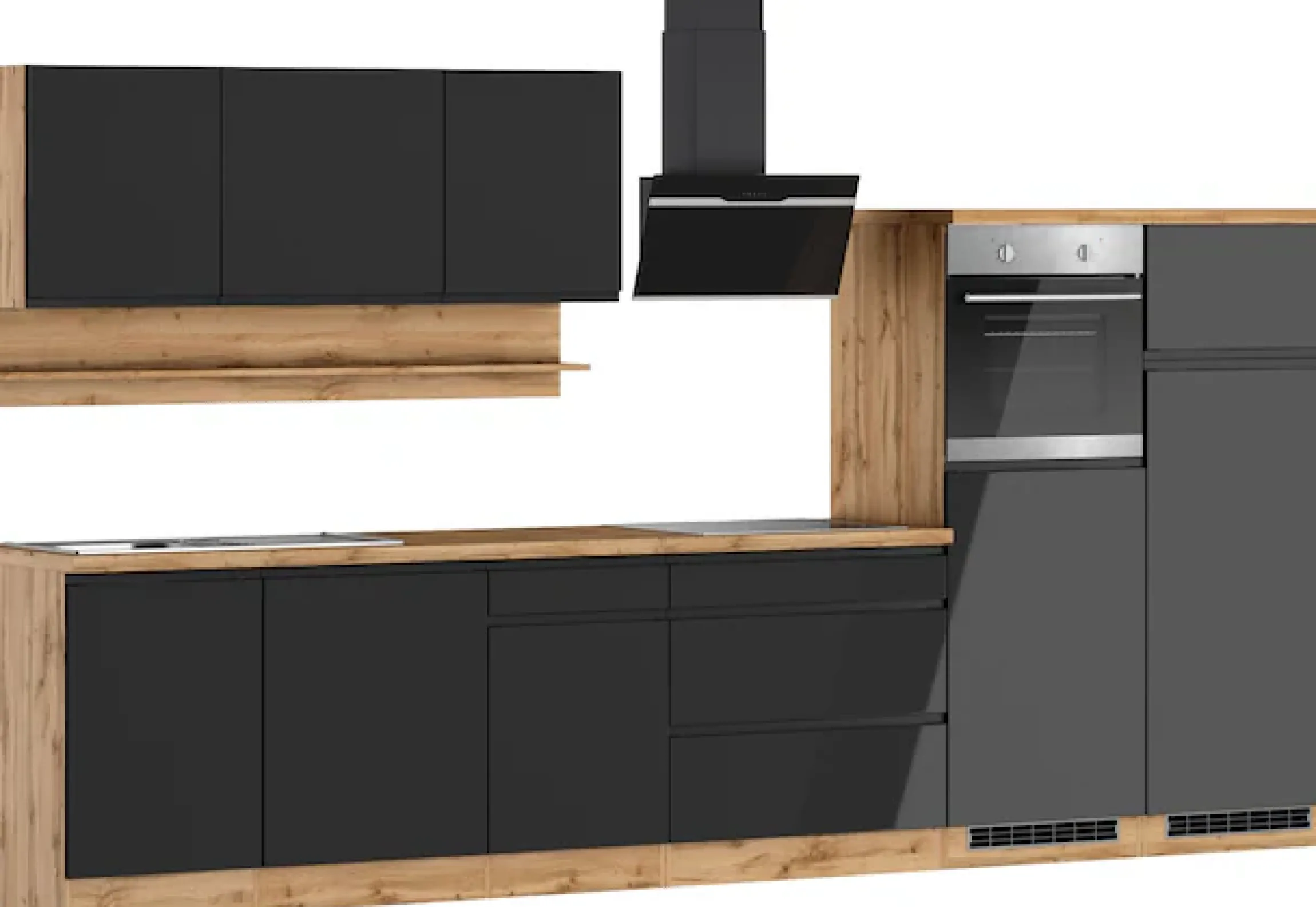 KOCHSTATION Küchenzeile »KS-Virginia,neu in verbesserter Ausführung« Arbeitsplatte 38 mm stark, Stauraum, Softclose,Breite 360 cm, Softclose, wahlweise mit E-Geräten und Induktion