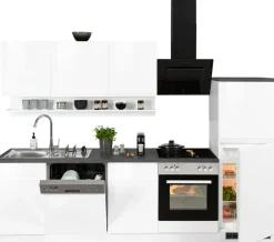 KOCHSTATION Küchenzeile »KS-Virginia,neu in verbesserter Ausführung« Arbeitsplatte 38 mm stark, Stauraum, Softclose,Breite 280 cm, Soft-Close, wahlweise mit E-Geräten