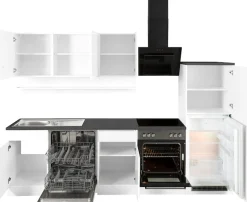 KOCHSTATION Küchenzeile »KS-Virginia,neu in verbesserter Ausführung« Arbeitsplatte 38 mm stark, Stauraum, Softclose,Breite 280 cm, Soft-Close, wahlweise mit E-Geräten