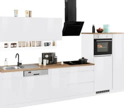 KOCHSTATION Küchenzeile »KS-Virginia,neu in verbesserter Ausführung« Arbeitsplatte 38 mm stark, Stauraum, Softclose,Breite 350 cm, Soft-Close, ohne E-Geräte