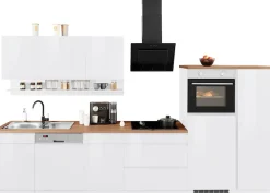 KOCHSTATION Küchenzeile »KS-Virginia,neu in verbesserter Ausführung« Arbeitsplatte 38 mm stark, Stauraum, Softclose,Breite 350 cm, Soft-Close, ohne E-Geräte
