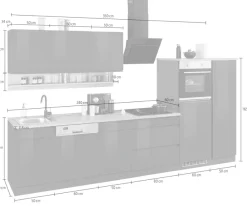 KOCHSTATION Küchenzeile »KS-Virginia,neu in verbesserter Ausführung« Arbeitsplatte 38 mm stark, Stauraum, Softclose,Breite 350 cm, Soft-Close, ohne E-Geräte