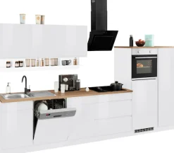 KOCHSTATION Küchenzeile »KS-Virginia,neu in verbesserter Ausführung« Arbeitsplatte 38 mm stark, Stauraum, Softclose,Breite 350 cm, Soft-Close, ohne E-Geräte