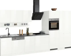 KOCHSTATION Küchenzeile »KS-Virginia,neu in verbesserter Ausführung« Arbeitsplatte 38 mm stark, Stauraum, Softclose,Breite 390 cm, Soft-Close, mit Glaskeramik-oder Induktionskochfeld