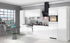 KOCHSTATION Küchenzeile »KS-Virginia,neu in verbesserter Ausführung« Arbeitsplatte 38 mm stark, Stauraum, Softclose,Breite 390 cm, Soft-Close, mit Glaskeramik-oder Induktionskochfeld