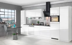 KOCHSTATION Küchenzeile »KS-Virginia,neu in verbesserter Ausführung« Arbeitsplatte 38 mm stark, Stauraum, Softclose,Breite 390 cm, Soft-Close, mit Glaskeramik-oder Induktionskochfeld