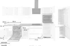 KOCHSTATION Küchenzeile »KS-Virginia,neu in verbesserter Ausführung« Arbeitsplatte 38 mm stark, Stauraum, Softclose,Breite 390 cm, Soft-Close, mit Glaskeramik-oder Induktionskochfeld