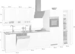 KOCHSTATION Küchenzeile »KS-Virginia,neu in verbesserter Ausführung« Arbeitsplatte 38 mm stark, Stauraum, Softclose,Breite 390 cm, Soft-Close, mit Glaskeramik-oder Induktionskochfeld