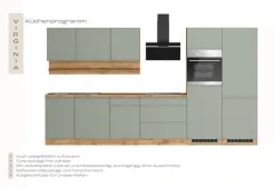 KOCHSTATION Küchenzeile »KS-Virginia,neu in verbesserter Ausführung« Arbeitsplatte 38 mm stark, Stauraum, Softclose,Breite 360 cm, Softclose, wahlweise mit E-Geräten und Induktion