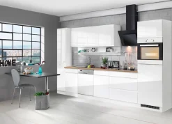 KOCHSTATION Küchenzeile »KS-Virginia,neu in verbesserter Ausführung« Arbeitsplatte 38 mm stark, Stauraum, Softclose,Breite 330 cm, Soft-Close, wahlweise mit Induktion