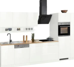 KOCHSTATION Küchenzeile »KS-Virginia,neu in verbesserter Ausführung« Arbeitsplatte 38 mm stark, Stauraum, Softclose,Breite 330 cm, Soft-Close, wahlweise mit Induktion