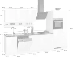 KOCHSTATION Küchenzeile »KS-Virginia,neu in verbesserter Ausführung« Arbeitsplatte 38 mm stark, Stauraum, Softclose,Breite 330 cm, Soft-Close, wahlweise mit Induktion