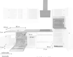 KOCHSTATION Küchenzeile »KS-Virginia,neu in verbesserter Ausführung« Arbeitsplatte 38 mm stark, Stauraum, Softclose,Breite 330 cm, Soft-Close, wahlweise mit Induktion