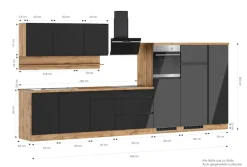 KOCHSTATION Küchenzeile »KS-Virginia,neu in verbesserter Ausführung« Arbeitsplatte 38 mm stark, Stauraum, Softclose,Breite 410 cm, Softclose, wahlweise mit E-Geräten und Induktion