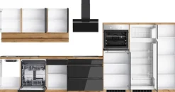 KOCHSTATION Küchenzeile »KS-Virginia,neu in verbesserter Ausführung« Arbeitsplatte 38 mm stark, Stauraum, Softclose,Breite 410 cm, Softclose, wahlweise mit E-Geräten und Induktion