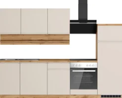KOCHSTATION Küchenzeile »KS-Virginia,neu in verbesserter Ausführung« Arbeitsplatte 38 mm stark, Stauraum, Softclose,Breite 280 cm, Soft-Close, wahlweise mit E-Geräten