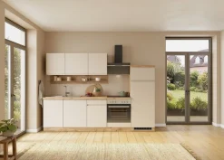 KOCHSTATION Küchenzeile »KS-Virginia,neu in verbesserter Ausführung« Arbeitsplatte 38 mm stark, Stauraum, Softclose,Breite 280 cm, Soft-Close, wahlweise mit E-Geräten
