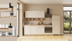 KOCHSTATION Küchenzeile »KS-Virginia,neu in verbesserter Ausführung« Arbeitsplatte 38 mm stark, Stauraum, Softclose,Breite 280 cm, Soft-Close, wahlweise mit E-Geräten