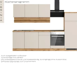 KOCHSTATION Küchenzeile »KS-Virginia,neu in verbesserter Ausführung« Arbeitsplatte 38 mm stark, Stauraum, Softclose,Breite 280 cm, Soft-Close, wahlweise mit E-Geräten