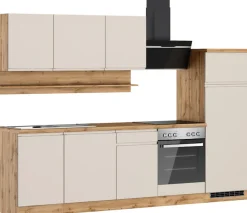 KOCHSTATION Küchenzeile »KS-Virginia,neu in verbesserter Ausführung« Arbeitsplatte 38 mm stark, Stauraum, Softclose,Breite 280 cm, Soft-Close, wahlweise mit E-Geräten