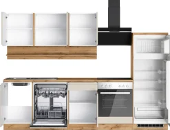 KOCHSTATION Küchenzeile »KS-Virginia,neu in verbesserter Ausführung« Arbeitsplatte 38 mm stark, Stauraum, Softclose,Breite 280 cm, Soft-Close, wahlweise mit E-Geräten