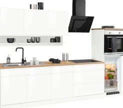 KOCHSTATION Küchenzeile »KS-Virginia,neu in verbesserter Ausführung« Arbeitsplatte 38 mm stark, Stauraum, Softclose,Breite 290 cm, Soft-Close, wahlweise mit Induktionskochfeld