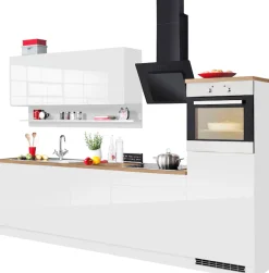 KOCHSTATION Küchenzeile »KS-Virginia,neu in verbesserter Ausführung« Arbeitsplatte 38 mm stark, Stauraum, Softclose,Breite 290 cm, Soft-Close, wahlweise mit Induktionskochfeld