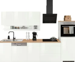 KOCHSTATION Küchenzeile »KS-Virginia,neu in verbesserter Ausführung« Arbeitsplatte 38 mm stark, Stauraum, Softclose,Breite 300 cm, Soft-Close, wahlweise mit Induktion