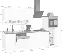 KOCHSTATION Küchenzeile »KS-Virginia,neu in verbesserter Ausführung« Arbeitsplatte 38 mm stark, Stauraum, Softclose,Breite 300 cm, Soft-Close, wahlweise mit Induktion