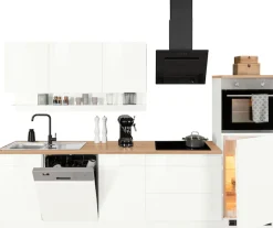 KOCHSTATION Küchenzeile »KS-Virginia,neu in verbesserter Ausführung« Arbeitsplatte 38 mm stark, Stauraum, Softclose,Breite 300 cm, Soft-Close, wahlweise mit Induktion
