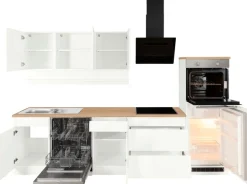 KOCHSTATION Küchenzeile »KS-Virginia,neu in verbesserter Ausführung« Arbeitsplatte 38 mm stark, Stauraum, Softclose,Breite 300 cm, Soft-Close, wahlweise mit Induktion