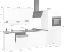 KOCHSTATION Küchenzeile »KS-Virginia,neu in verbesserter Ausführung« Arbeitsplatte 38 mm stark, Stauraum, Softclose,Breite 330 cm, Soft-Close, wahlweise mit Induktion