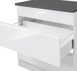 KOCHSTATION Küchenzeile »KS-Virginia,neu in verbesserter Ausführung« Arbeitsplatte 38 mm stark, Stauraum, Softclose,Breite 330 cm, Soft-Close, wahlweise mit Induktion