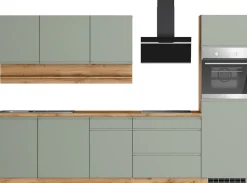 KOCHSTATION Küchenzeile »KS-Virginia,neu in verbesserter Ausführung« Arbeitsplatte 38 mm stark, Stauraum, Softclose,Breite 300 cm, Soft-Close, wahlweise mit E-Geräten