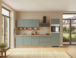 KOCHSTATION Küchenzeile »KS-Virginia,neu in verbesserter Ausführung« Arbeitsplatte 38 mm stark, Stauraum, Softclose,Breite 300 cm, Soft-Close, wahlweise mit E-Geräten