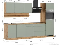 KOCHSTATION Küchenzeile »KS-Virginia,neu in verbesserter Ausführung« Arbeitsplatte 38 mm stark, Stauraum, Softclose,Breite 300 cm, Soft-Close, wahlweise mit E-Geräten