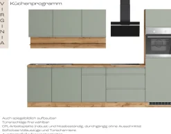 KOCHSTATION Küchenzeile »KS-Virginia,neu in verbesserter Ausführung« Arbeitsplatte 38 mm stark, Stauraum, Softclose,Breite 300 cm, Soft-Close, wahlweise mit E-Geräten