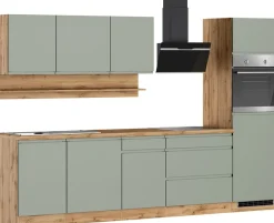 KOCHSTATION Küchenzeile »KS-Virginia,neu in verbesserter Ausführung« Arbeitsplatte 38 mm stark, Stauraum, Softclose,Breite 300 cm, Soft-Close, wahlweise mit E-Geräten