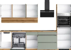 KOCHSTATION Küchenzeile »KS-Virginia,neu in verbesserter Ausführung« Arbeitsplatte 38 mm stark, Stauraum, Softclose,Breite 300 cm, Soft-Close, wahlweise mit E-Geräten
