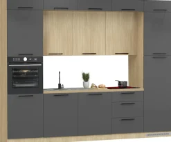 KOCHSTATION Küchenzeile »Luna, Einbauküche, Zeilenküche, mit Soft-Close Funktion, Made in Italy« Breite 300 cm ohne E-Geräte, mit Spüle+Siphon und Aufsatz